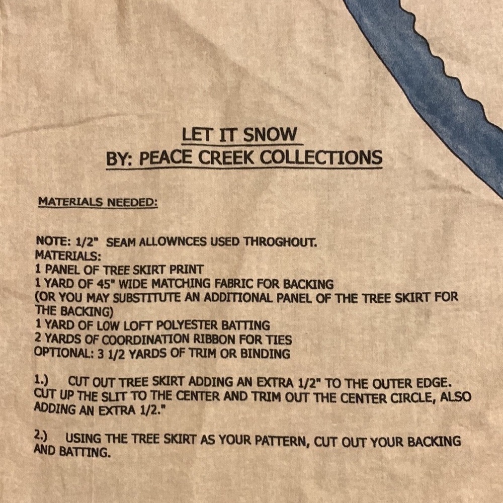Vintage Let It Snow Christmas tree skirt Sewing panel / fabric - Picture 7 of 8